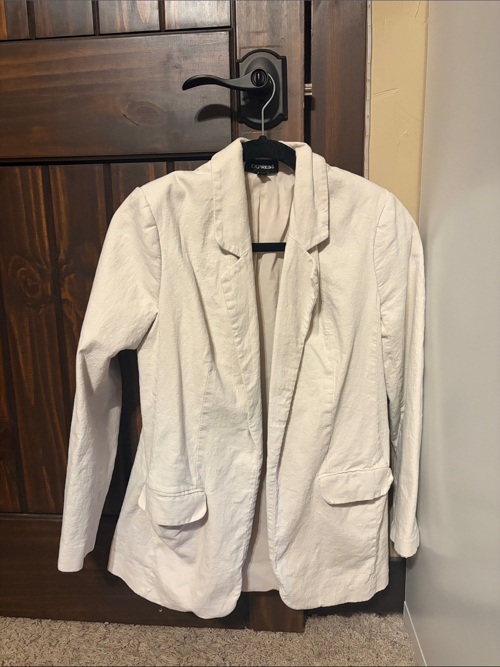Express Women's White Textured Open Front Blazer